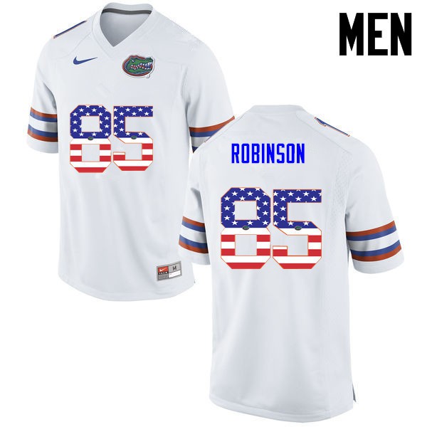 Florida Gators Men #85 James Robinson College Football USA Flag Fashion White